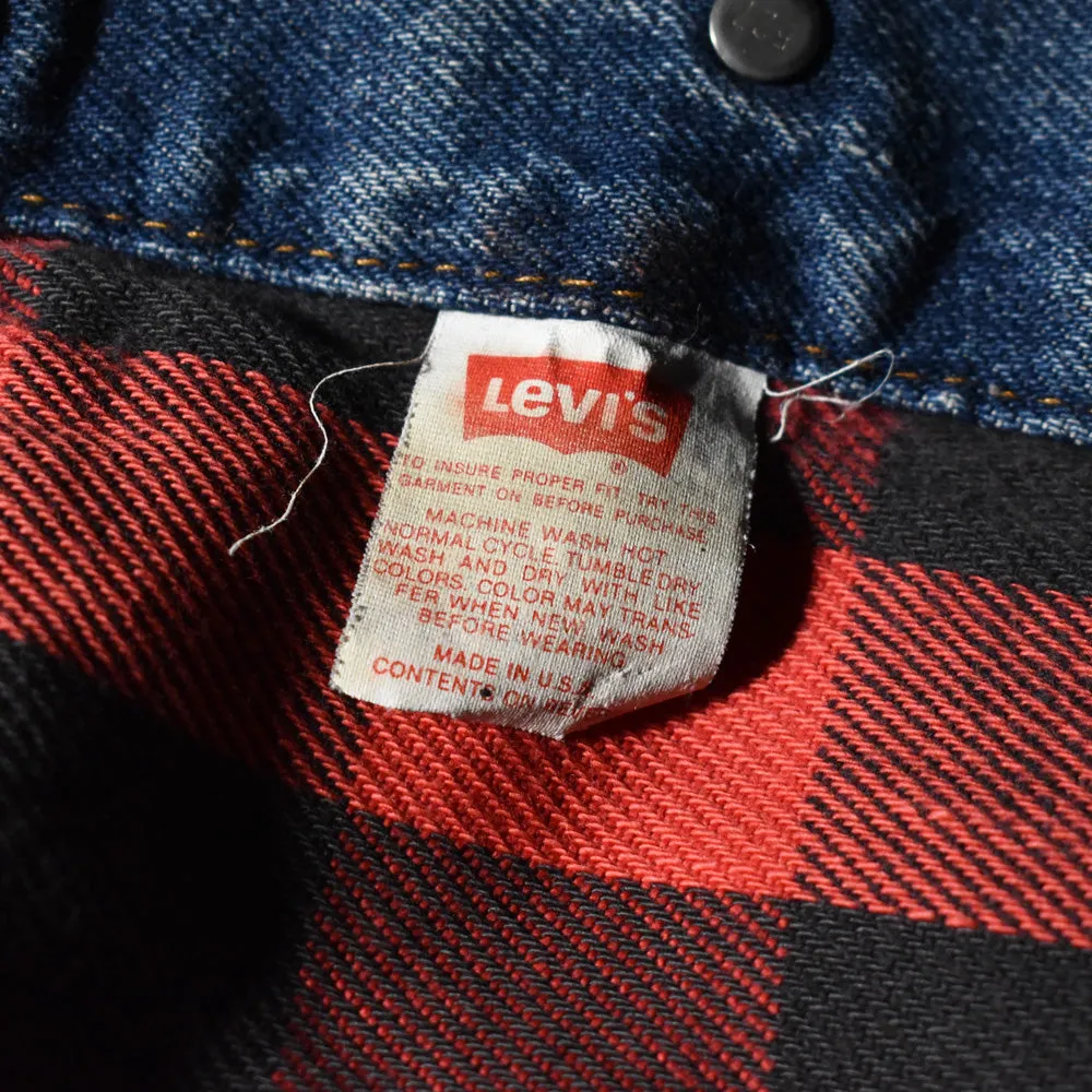 90's Levi's 70417-0814 ブロックチェックライナー デニムジャケット USA製 240419