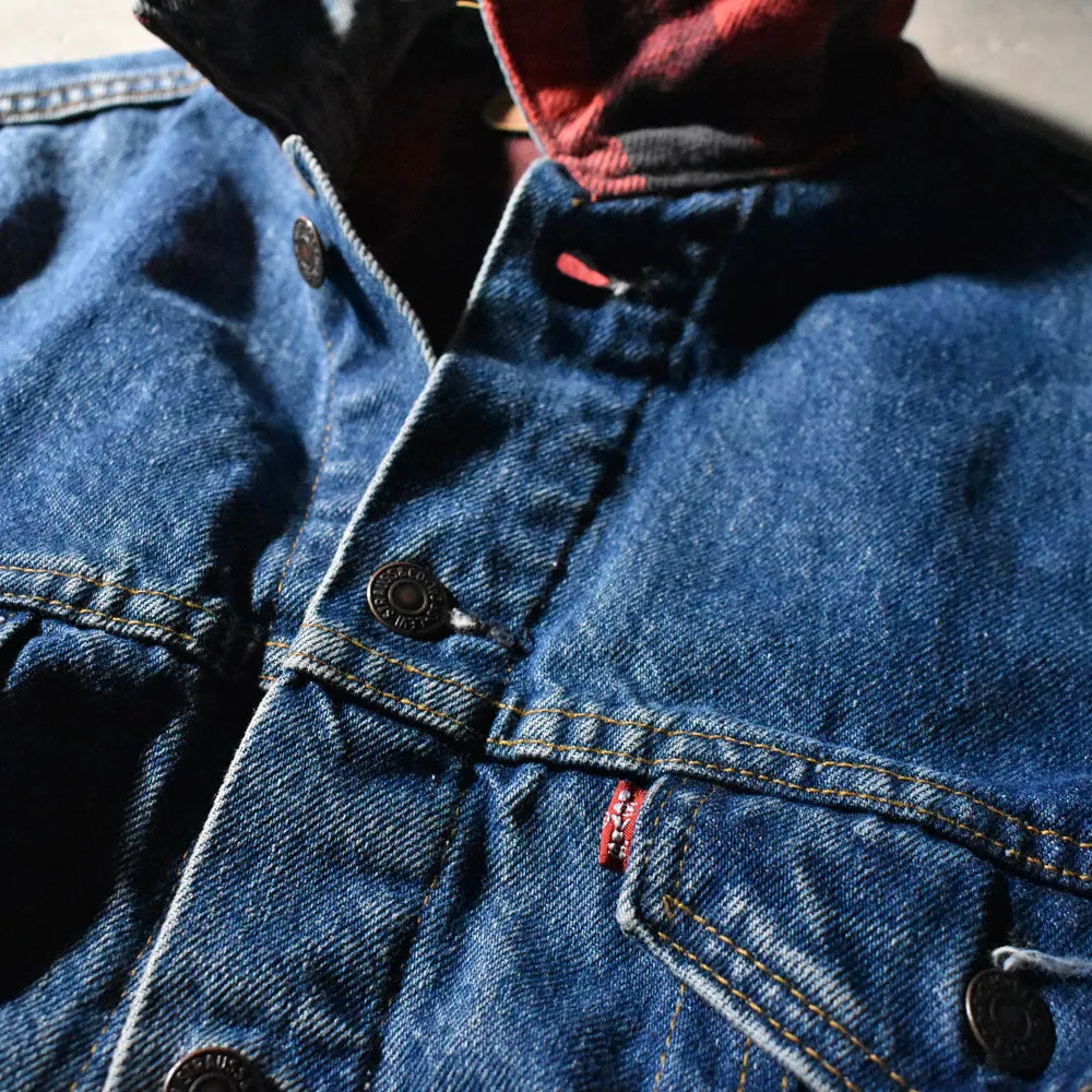 90's Levi's 70417-0814 ブロックチェックライナー デニムジャケット USA製 240419