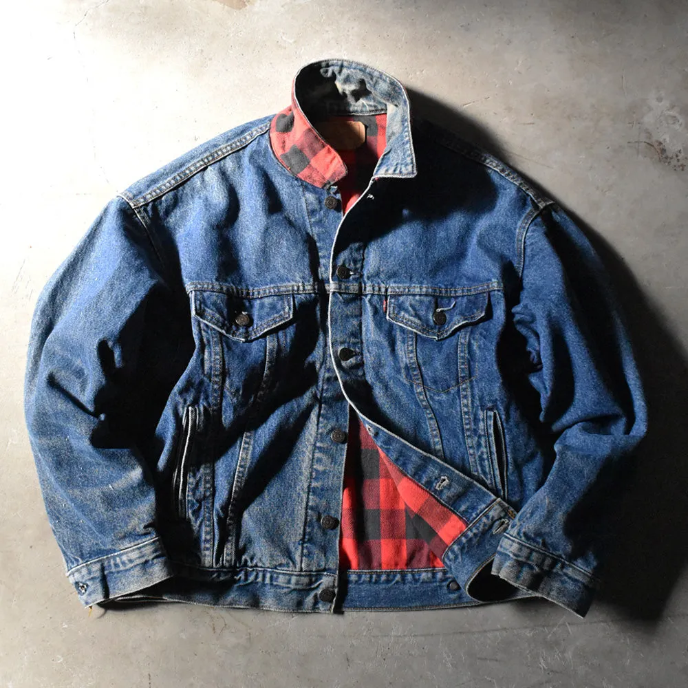 90's Levi's 70417-0814 ブロックチェックライナー デニムジャケット USA製 240419