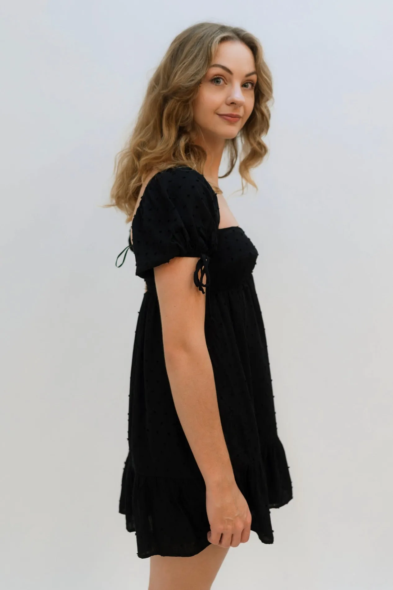 Alison Puff Sleeve Dress - Black