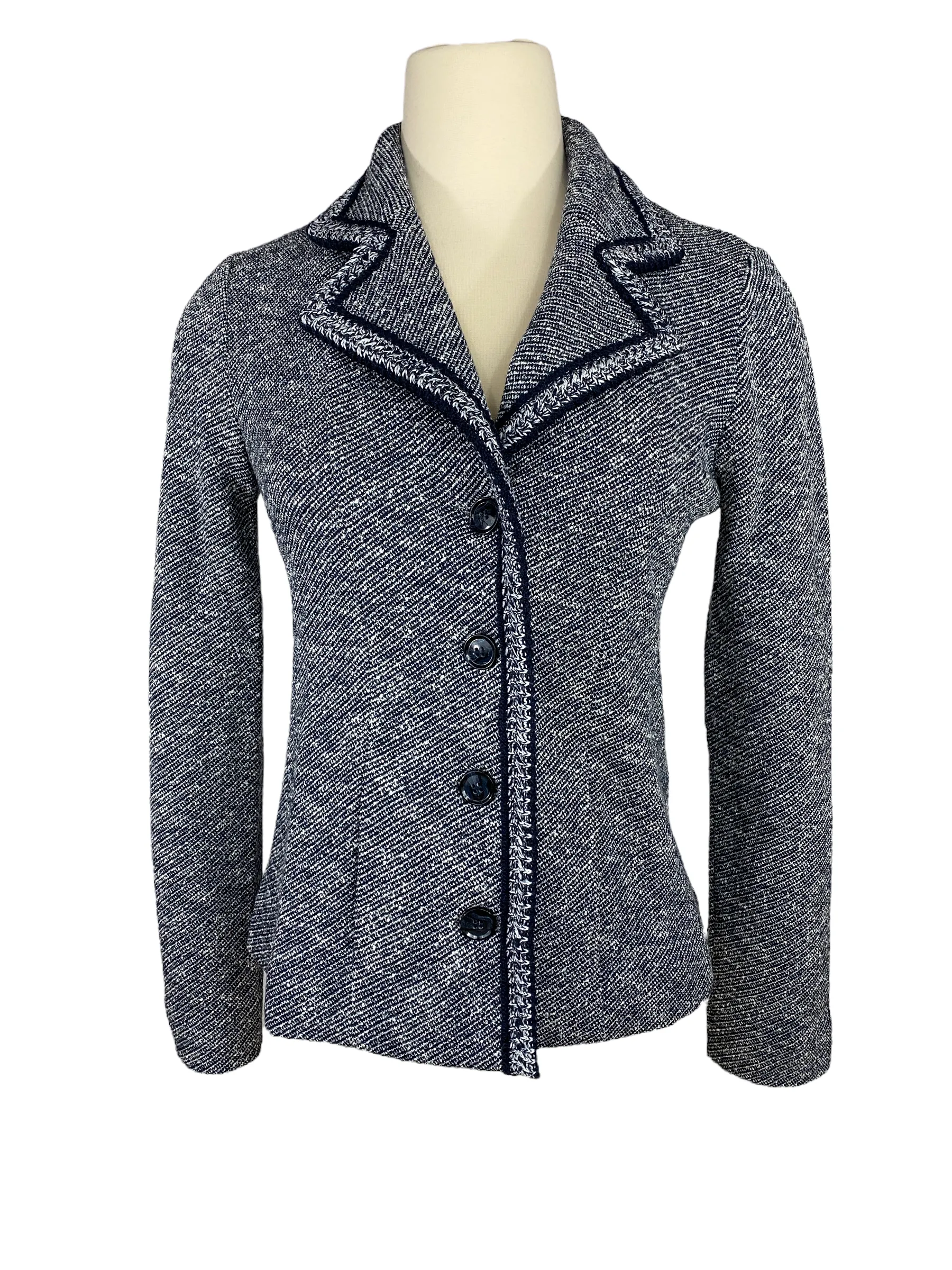 Amina Rubinacci Soft Tweed Jacket Navy / White