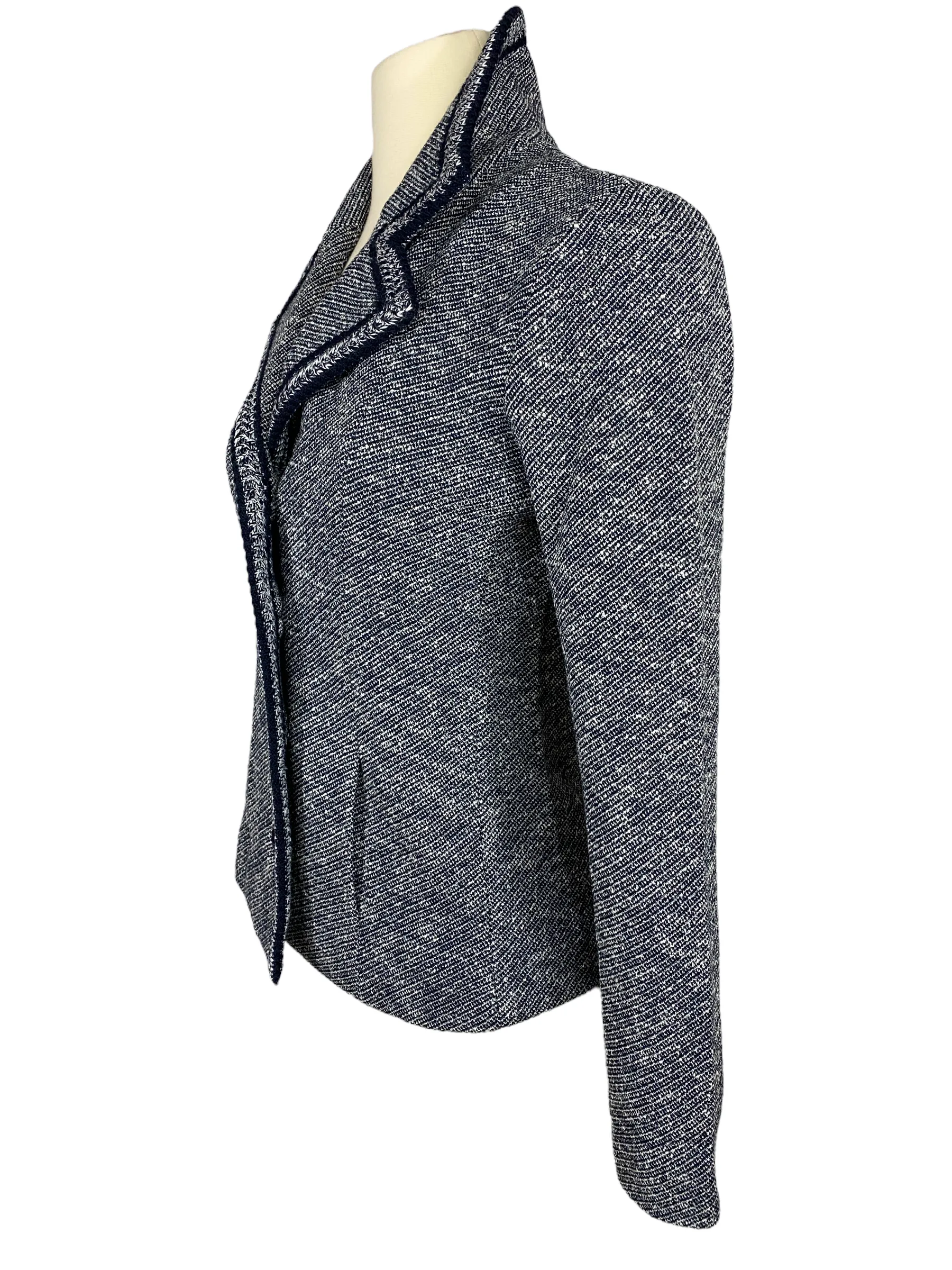 Amina Rubinacci Soft Tweed Jacket Navy / White