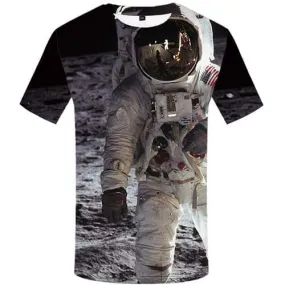 Astronaut T-shirt Men Metal Tshirt Anime Moon Tshirt Printed Galaxy Space Tshirts Cool Short Sleeve T shirts Mens Tee Style