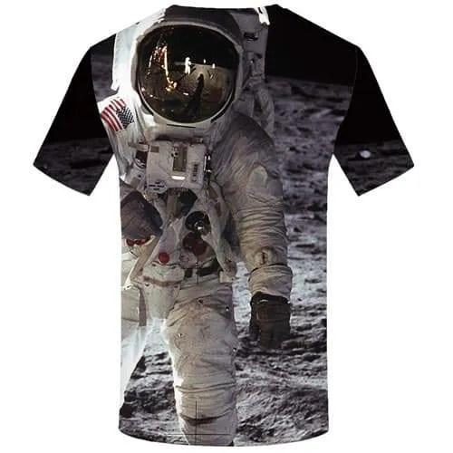 Astronaut T-shirt Men Metal Tshirt Anime Moon Tshirt Printed Galaxy Space Tshirts Cool Short Sleeve T shirts Mens Tee Style