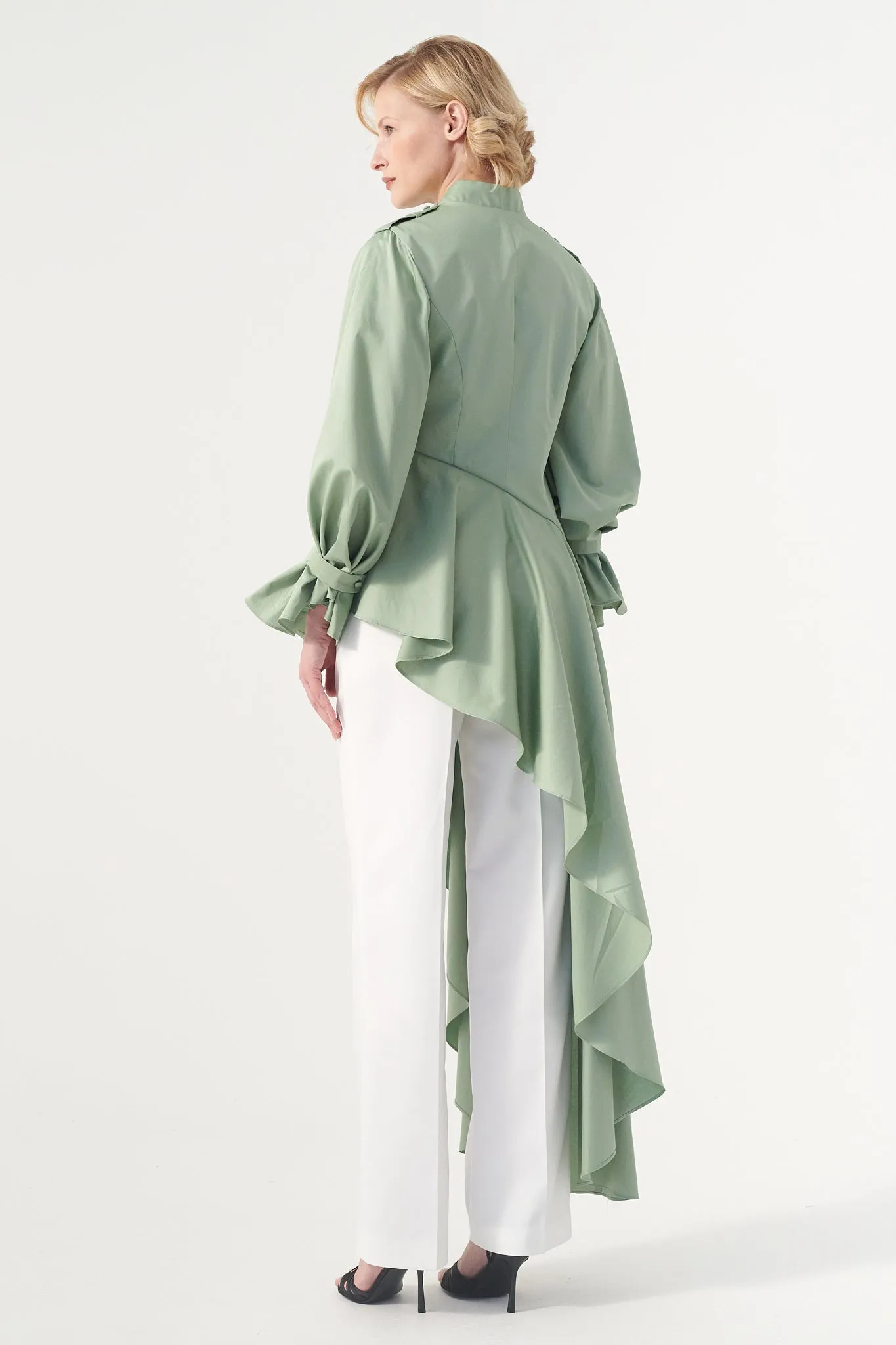 Asymmetric Hem Jacket with Pant