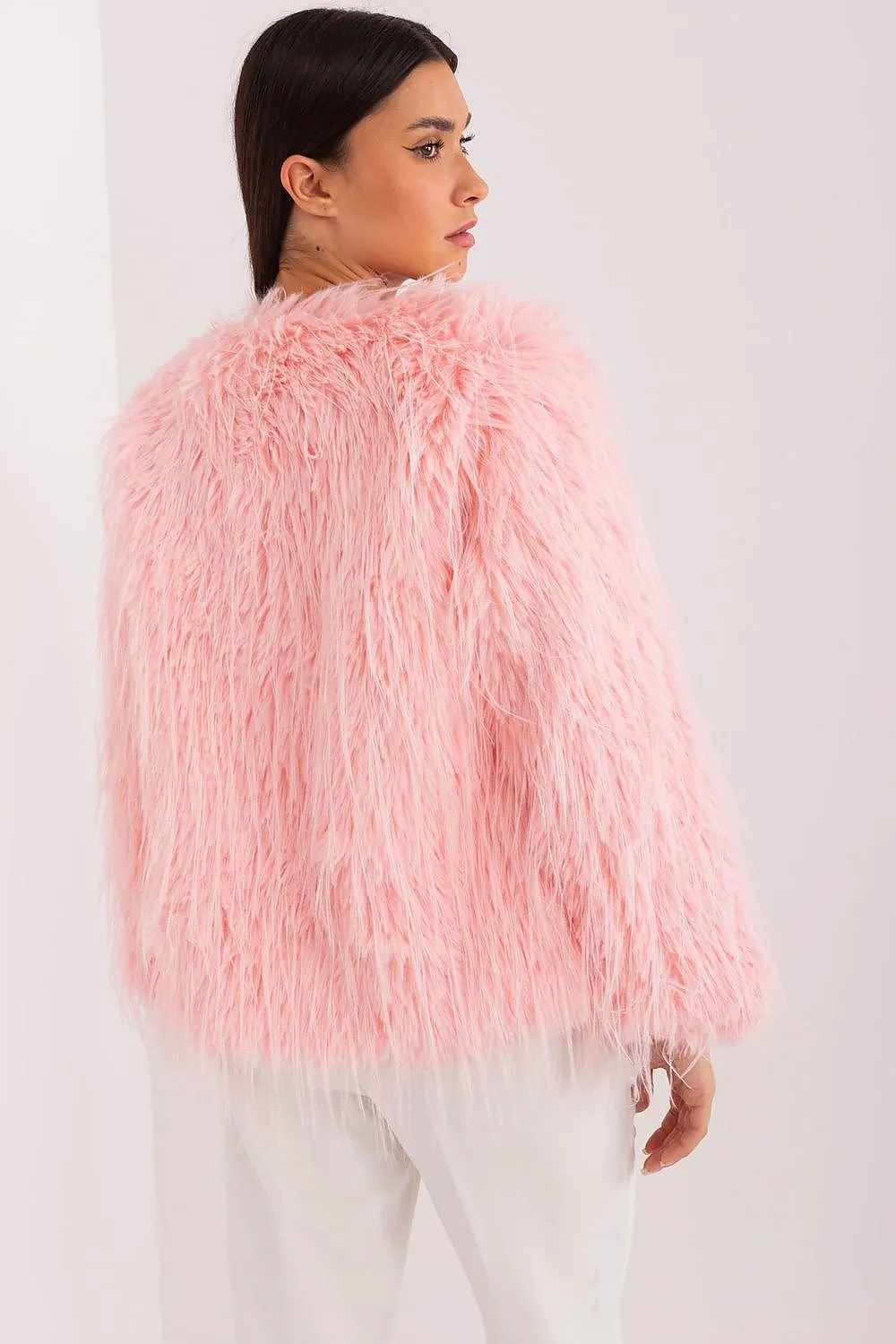 AT Faux Feather Fuzzy Jacket