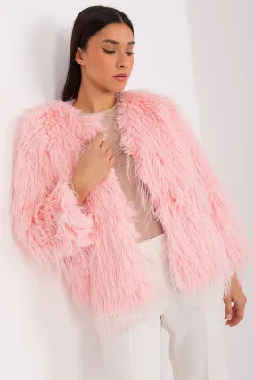 AT Faux Feather Fuzzy Jacket