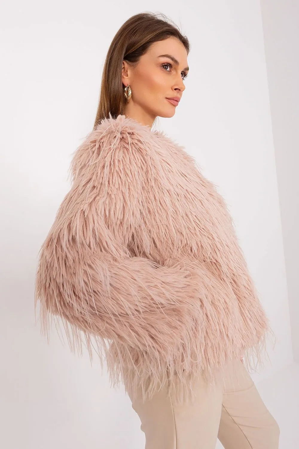 AT Faux Feather Fuzzy Jacket