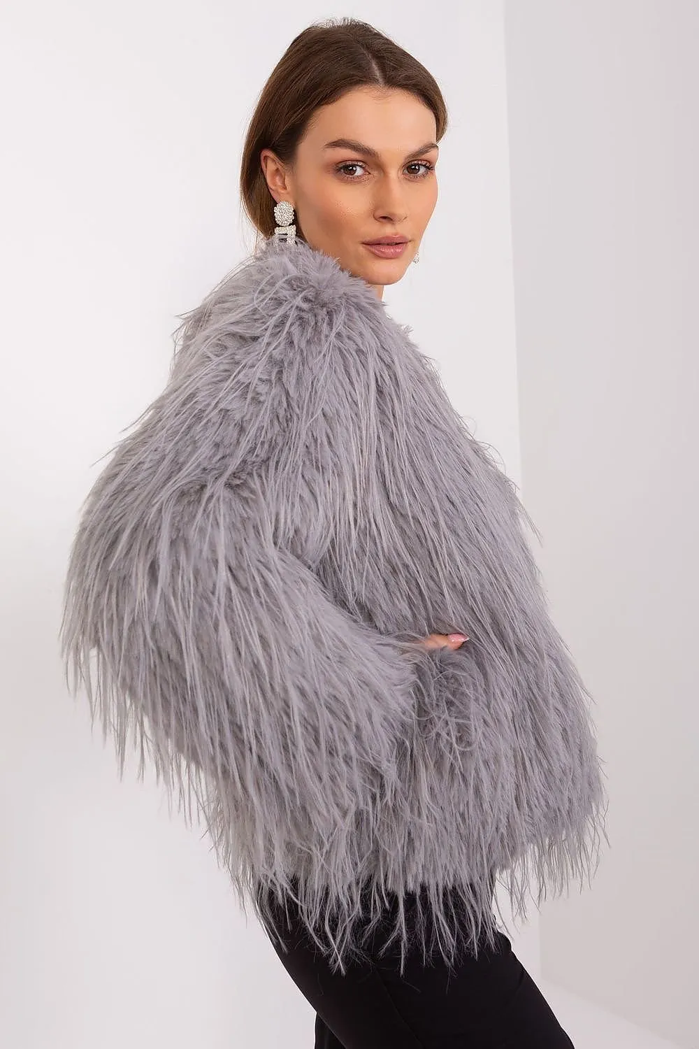 AT Faux Feather Fuzzy Jacket