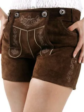 Bavarian Lederhosen Ladies Short Ina Chocolate Brown