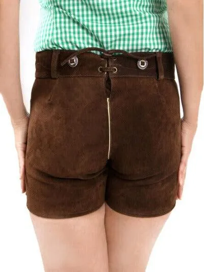 Bavarian Lederhosen Ladies Short Ina Chocolate Brown