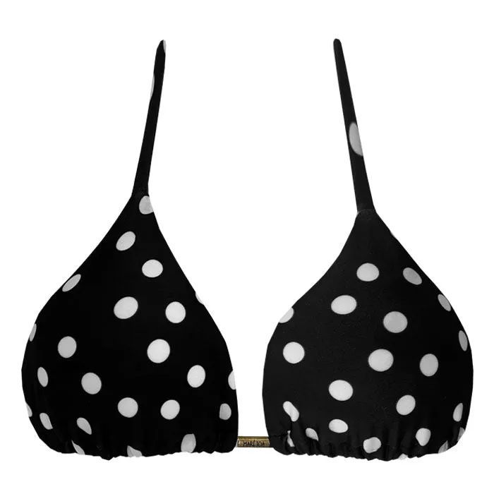 Black White Polka Dots Brazilian Triangle Bikini Top