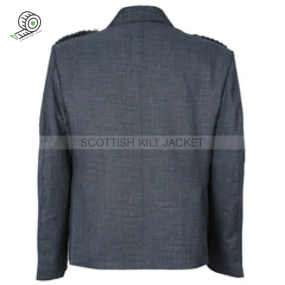 Blue Worsted Wool Serge Fabric Argyll Jacket with Five Button Waistcoat