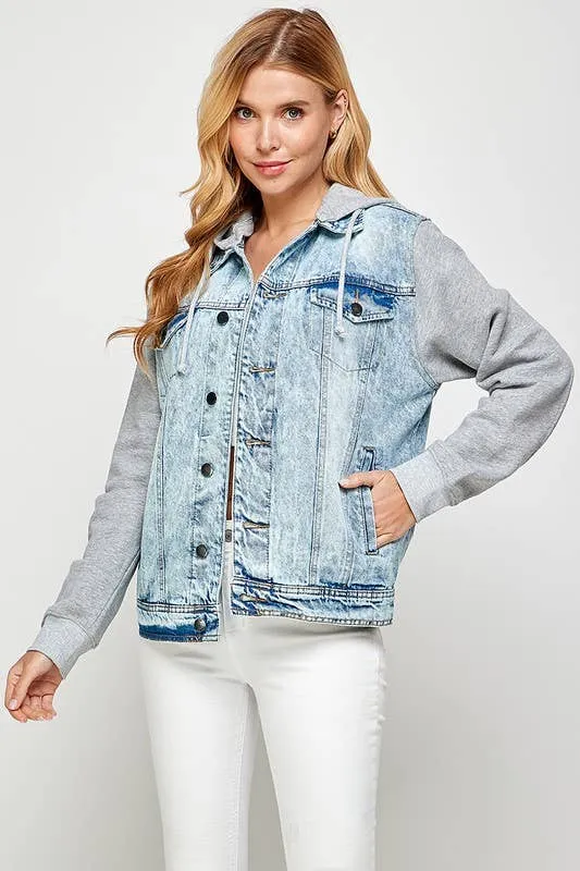 BOYFRIEND HOODED DENIM JACKET