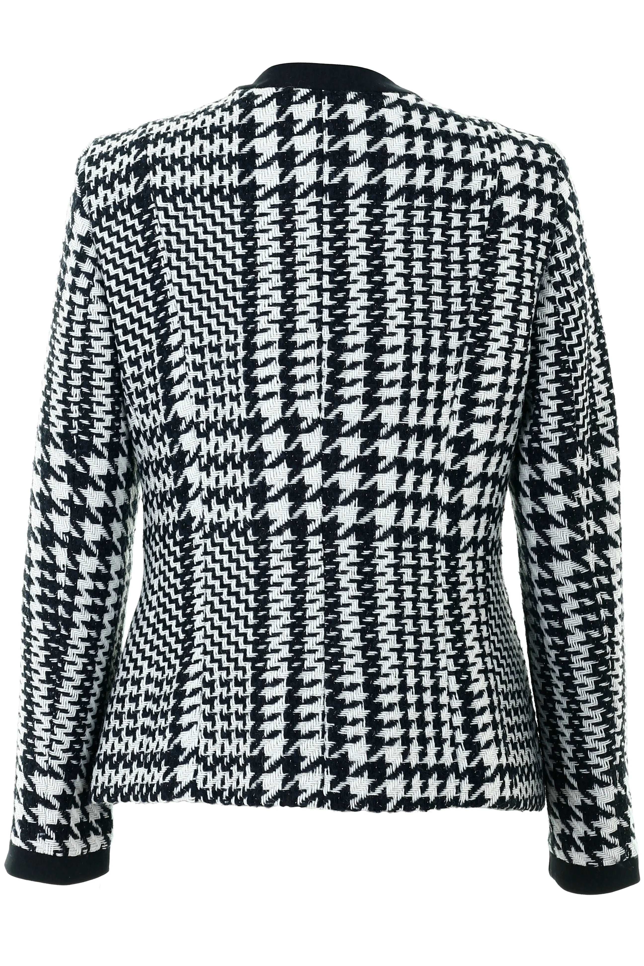 Busy Clothing Women Navy and White Houndstooth Pattern Jacket with Round Neck