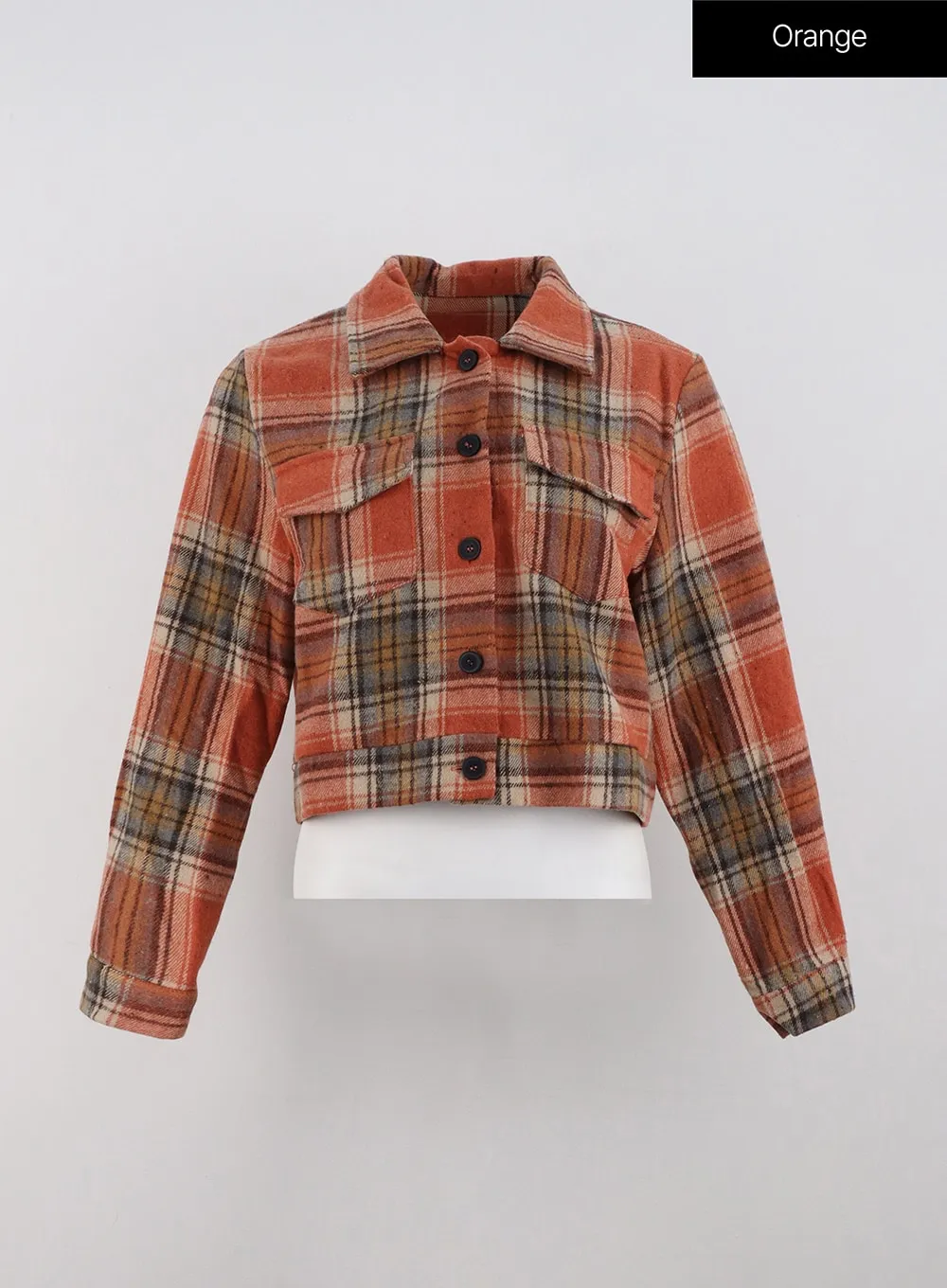 Checkered Crop Button Jacket OD307