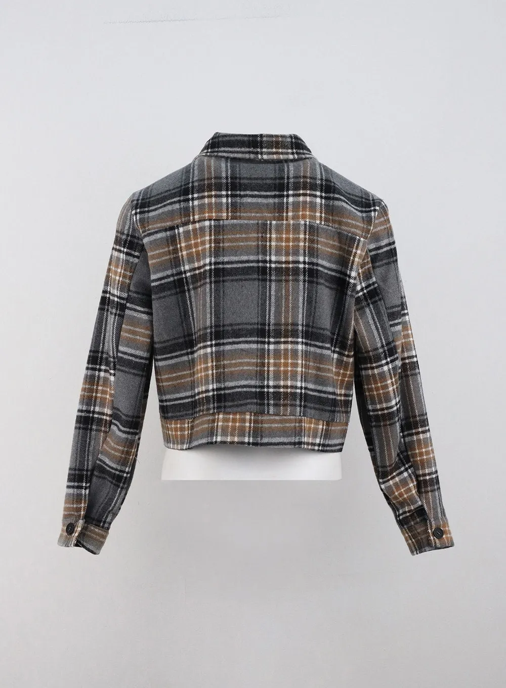 Checkered Crop Button Jacket OD307