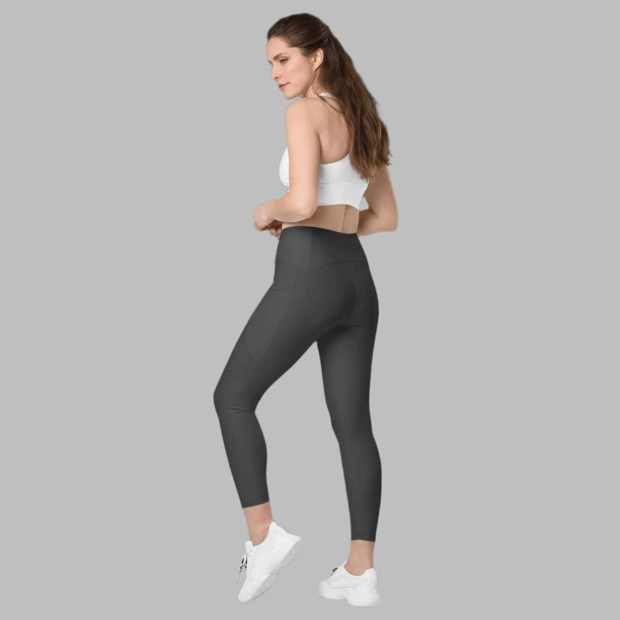 Classic Gray High-Waist Leggings with Pockets