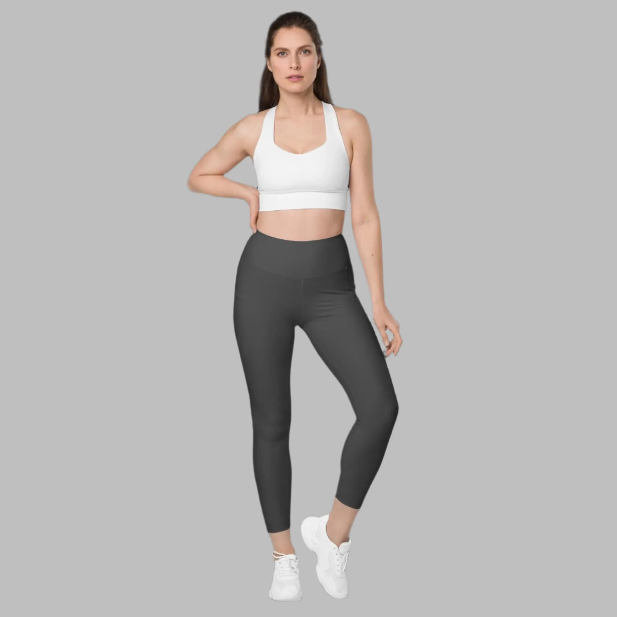 Classic Gray High-Waist Leggings with Pockets