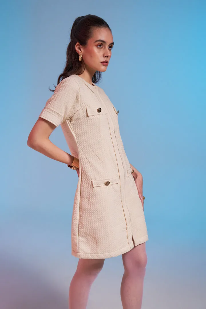 Classic Women's White Tweed Dress