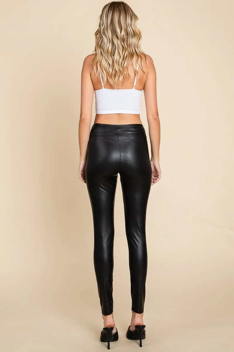 Cobra Skills Cropped Faux Leather Leggings