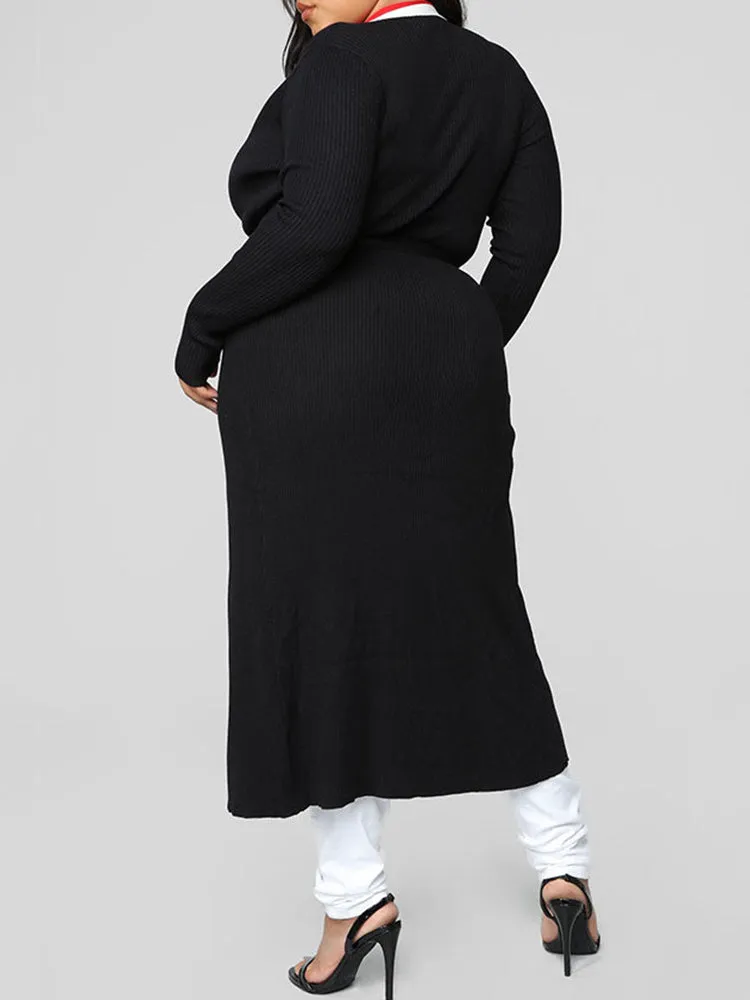 Contrast-Trim Wrapped Cardigan Coat