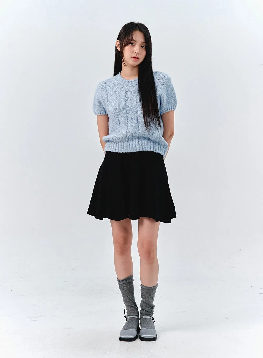 Cozy Cable Short Sleeve Knit OO319