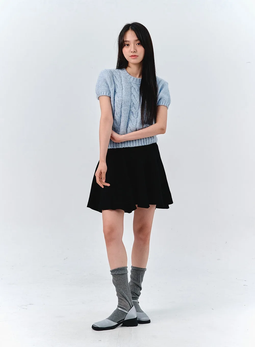 Cozy Cable Short Sleeve Knit OO319