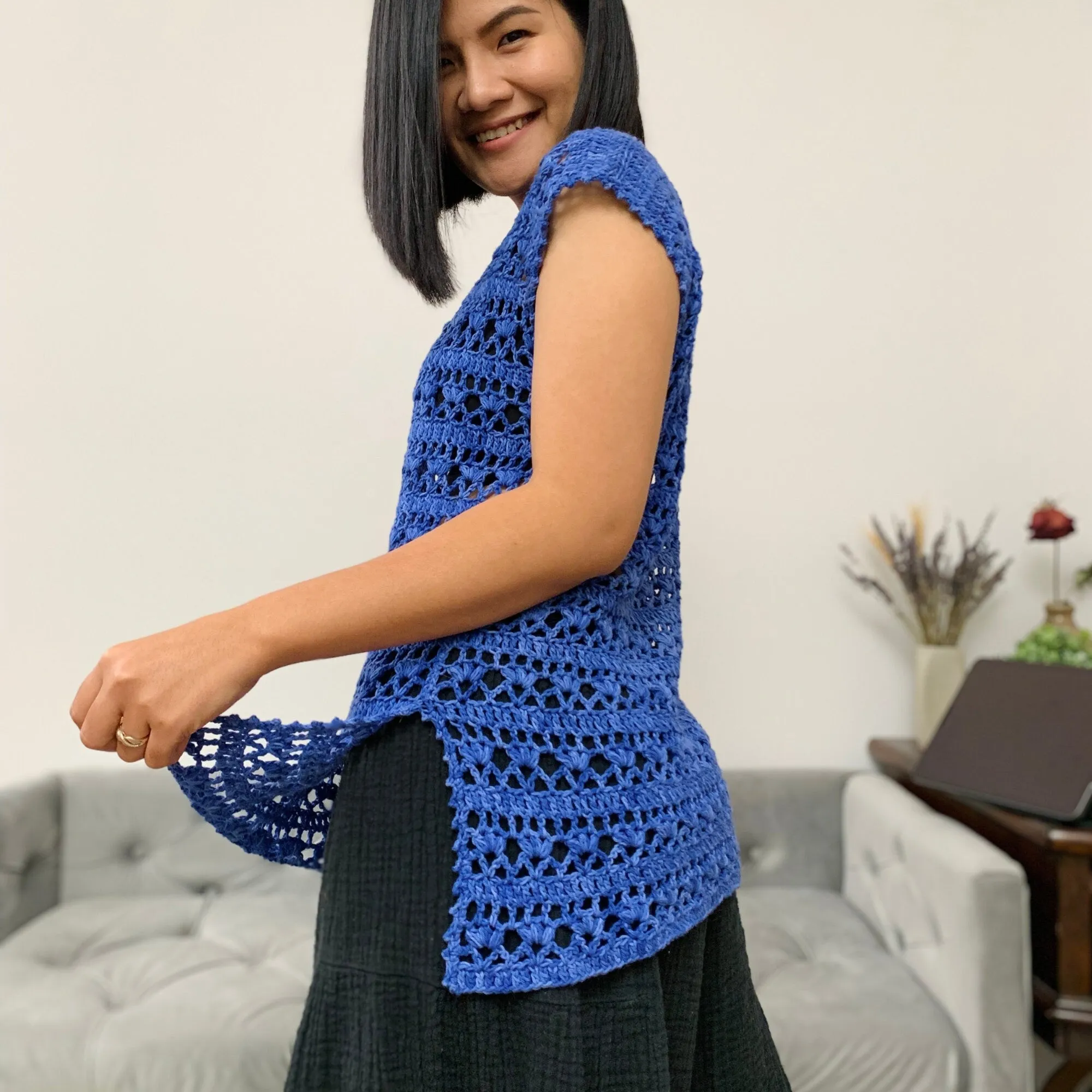 Crochet top pattern. The Happy Hour Crochet Top PDF file and video tutorial for us women's sizes XS- XXL, crochet top, crochet pattern