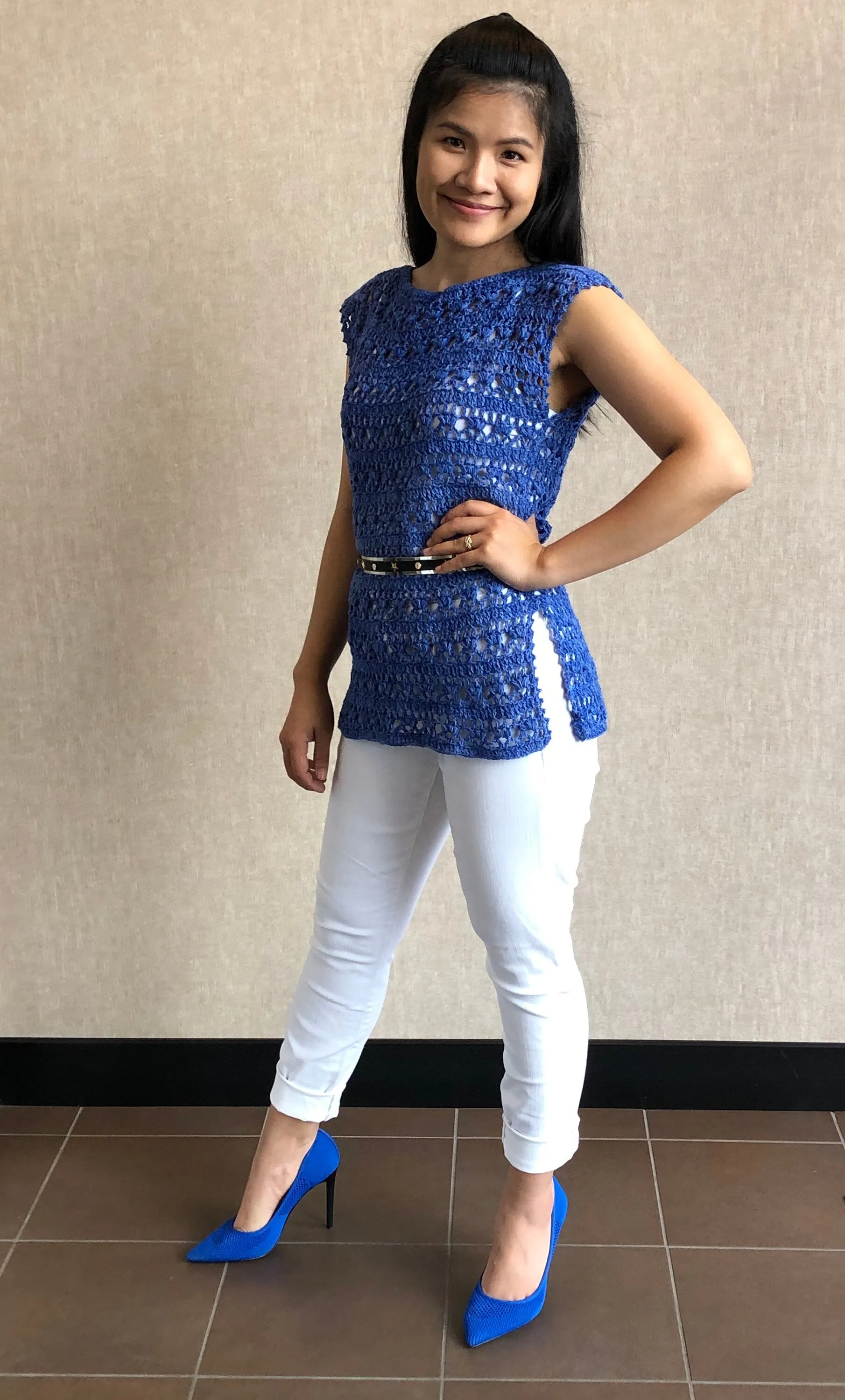 Crochet top pattern. The Happy Hour Crochet Top PDF file and video tutorial for us women's sizes XS- XXL, crochet top, crochet pattern