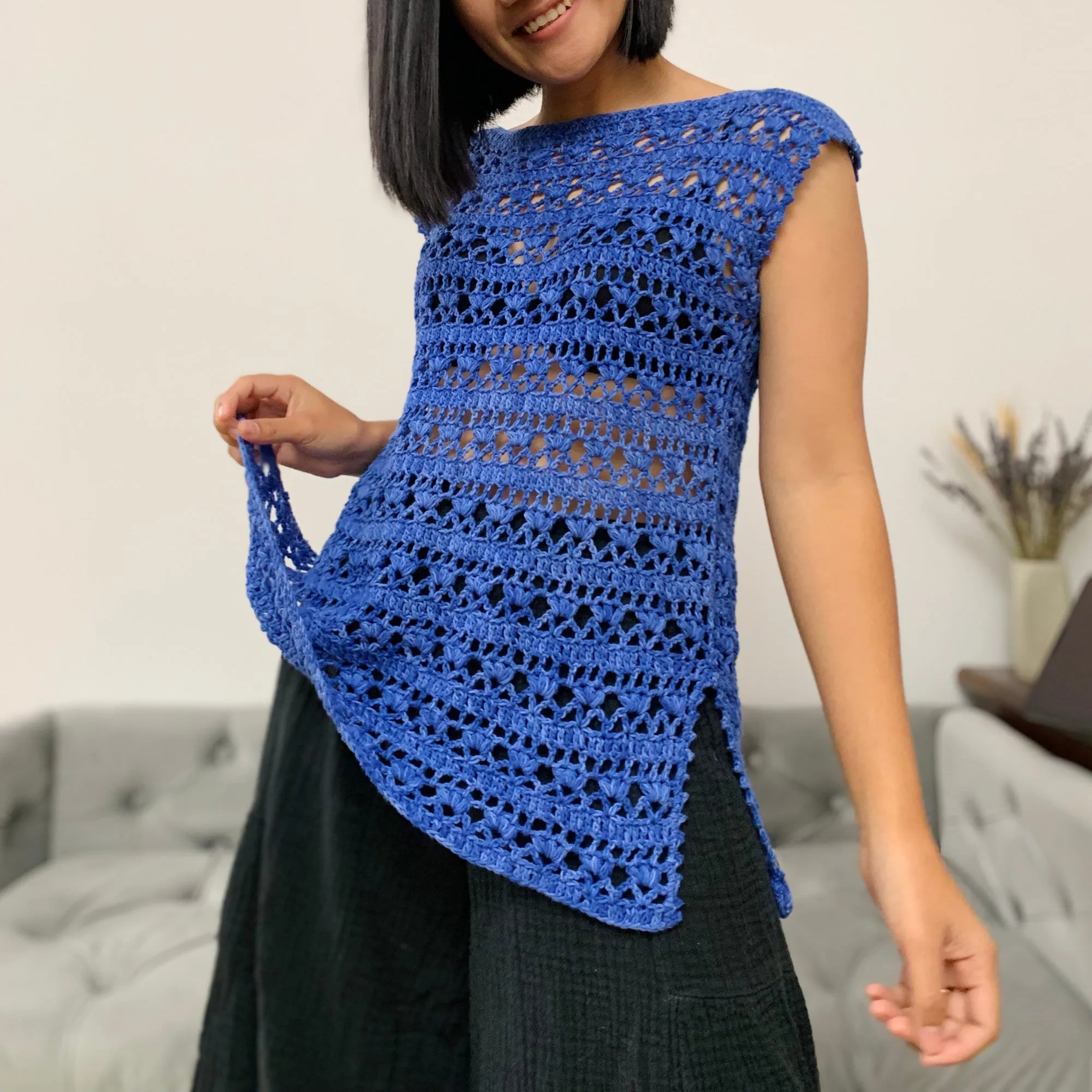 Crochet top pattern. The Happy Hour Crochet Top PDF file and video tutorial for us women's sizes XS- XXL, crochet top, crochet pattern