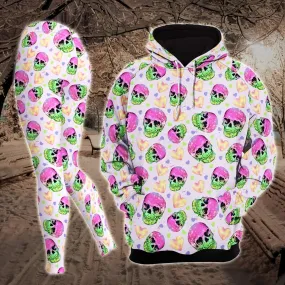 Cute Pink Pastel Skull Combo Hoodie and Leggings