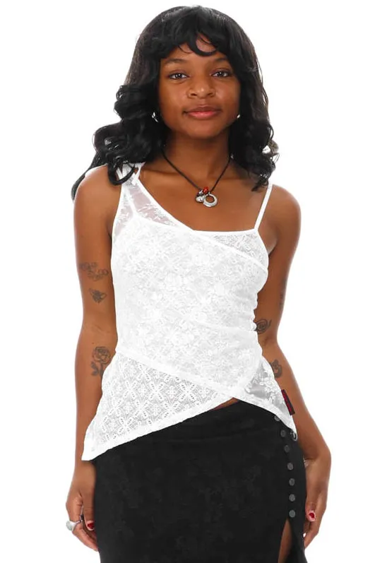 Disco White Lace Criss-Cross Layer Top