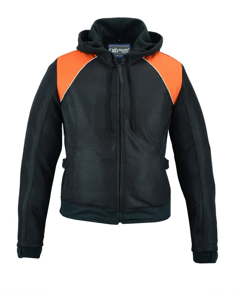 DS827 Women's Mesh 3-in-1 Riding Jacket (Black/Orange)