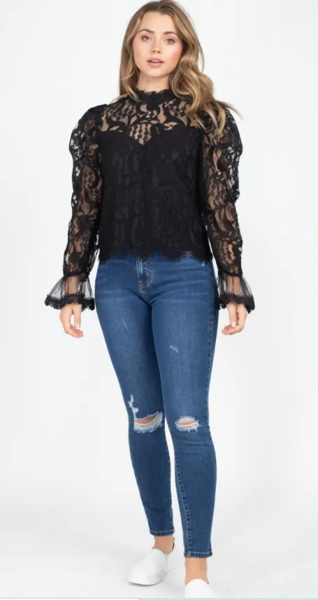 Eye Lash Black Lace Top