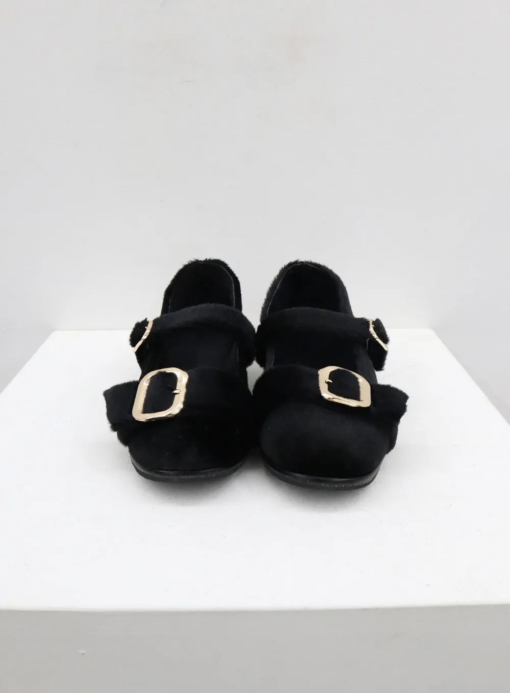 Faux Fur Buckle Shoes BD07