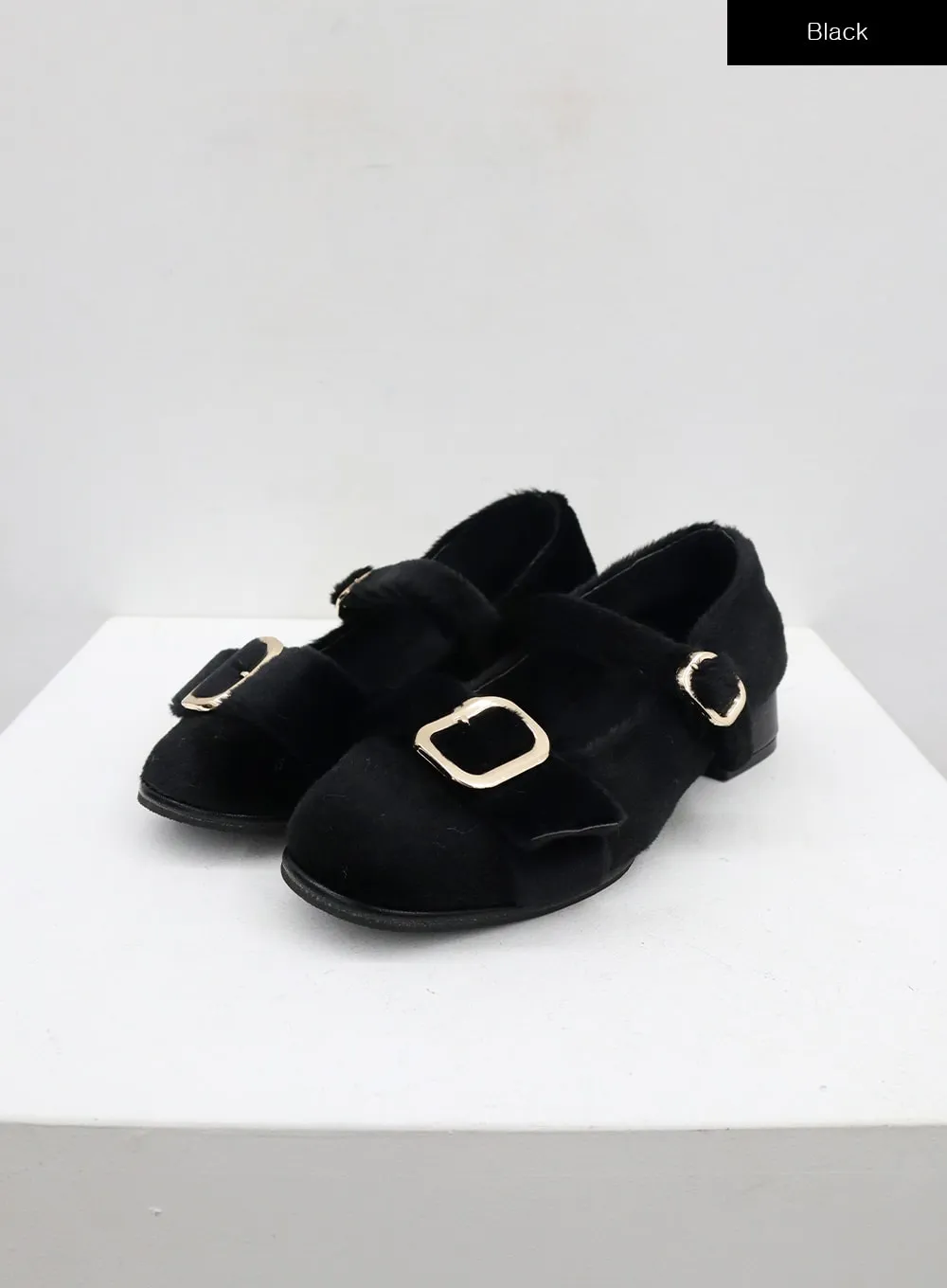 Faux Fur Buckle Shoes BD07