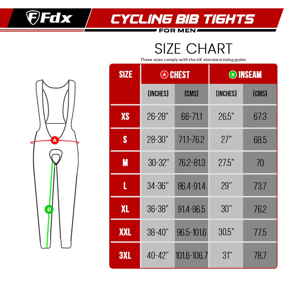 Fdx Duo Men's & Boy's Black Thermal Padded Cycling Bib Tights