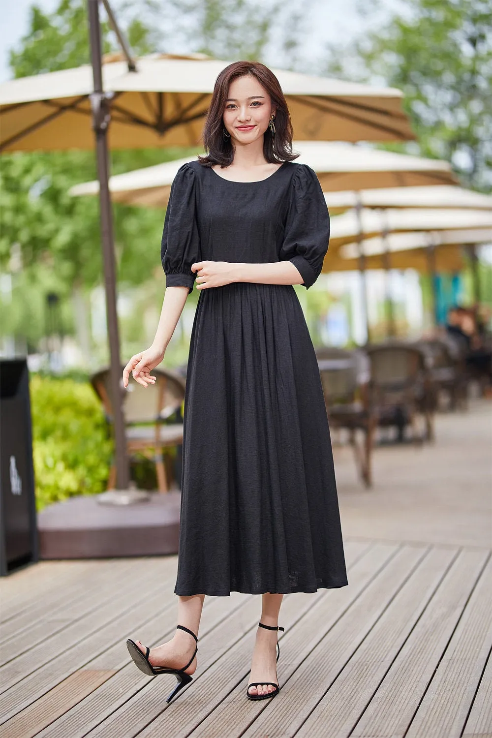 feminine little black dress for summer 2183