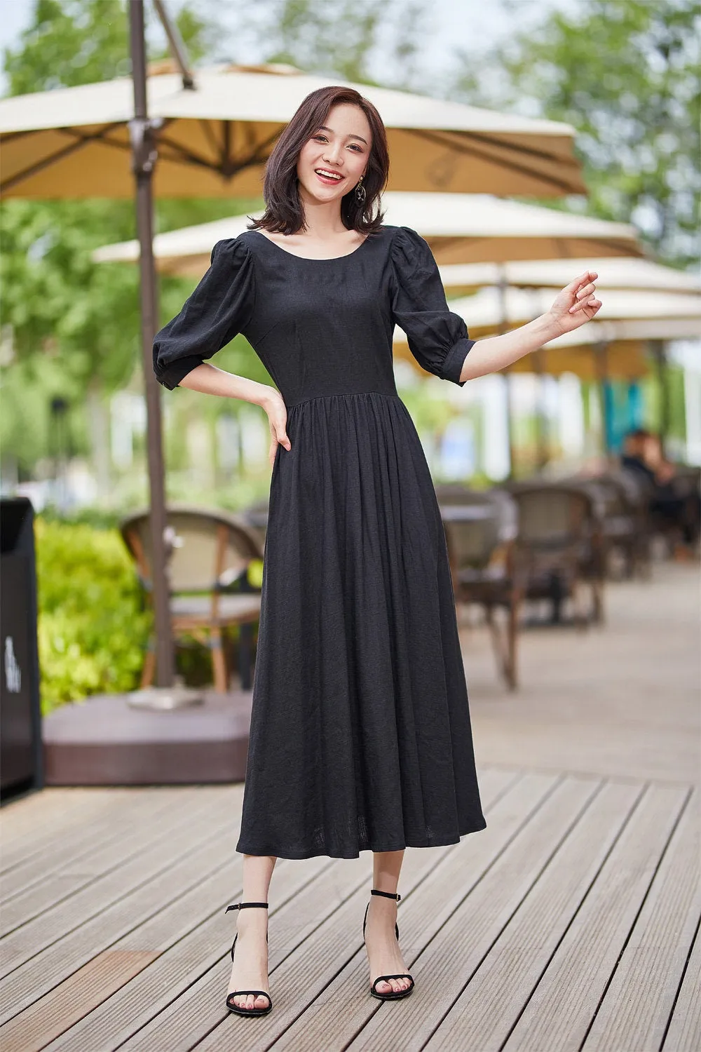 feminine little black dress for summer 2183