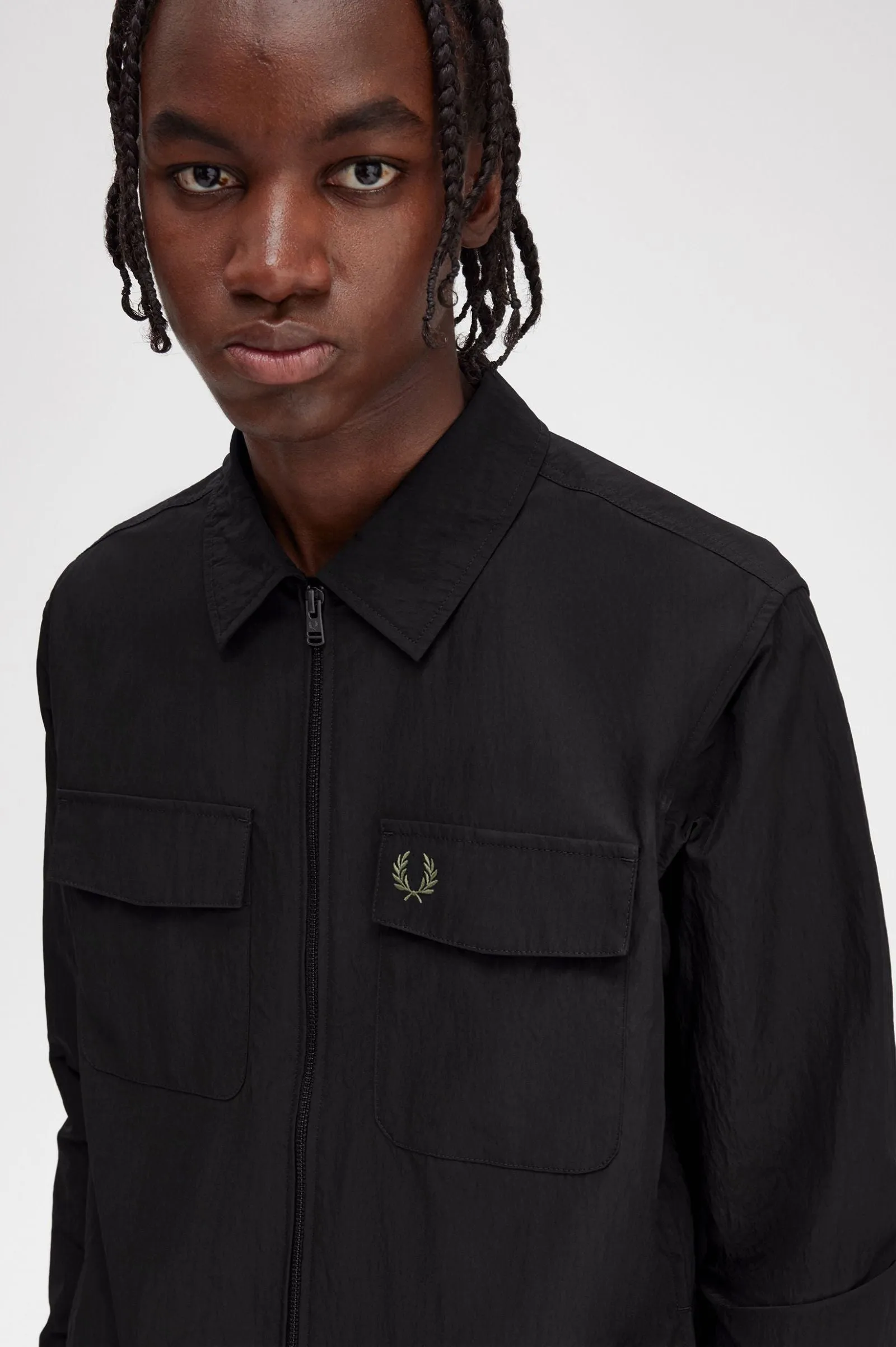 Fred Perry Black Zip Through Overshirt