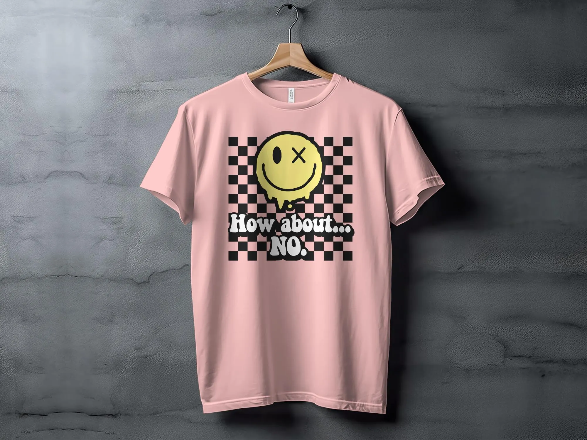 Funny Quote T-Shirt with Smiley Face, How About No, Casual Graphic Tee, Unisex Shirt for Men and Women, Trendy Slogan Top