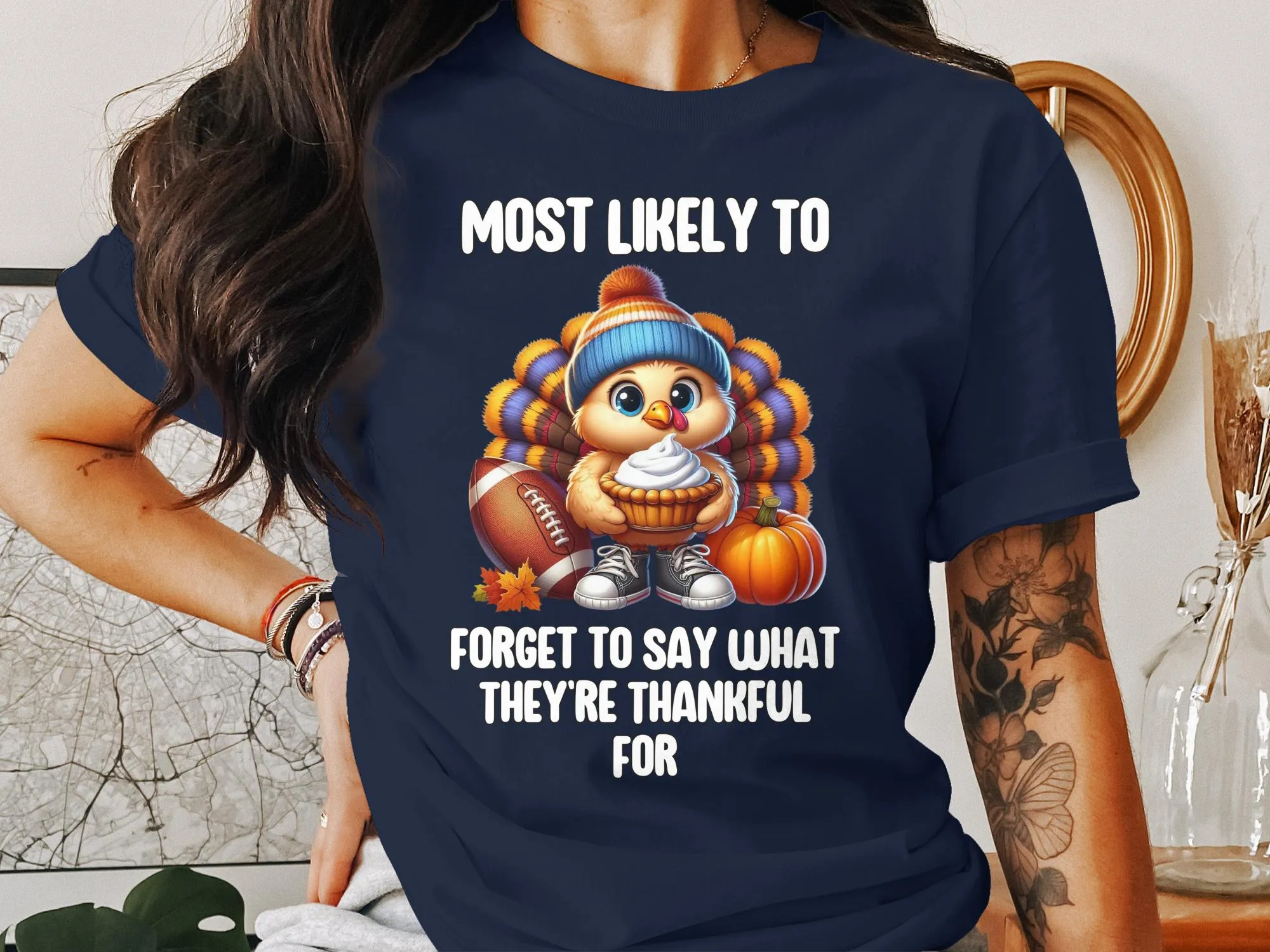 Funny Thanksgiving Turkey T-Shirt, Most Likely To Forget To Say Thankful, Cute Holiday Shirt, Fall Festive Tee, Family Outfit