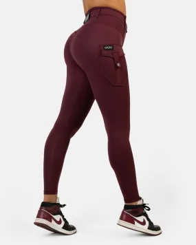 GAVELO Cargo Leggings Burgundy