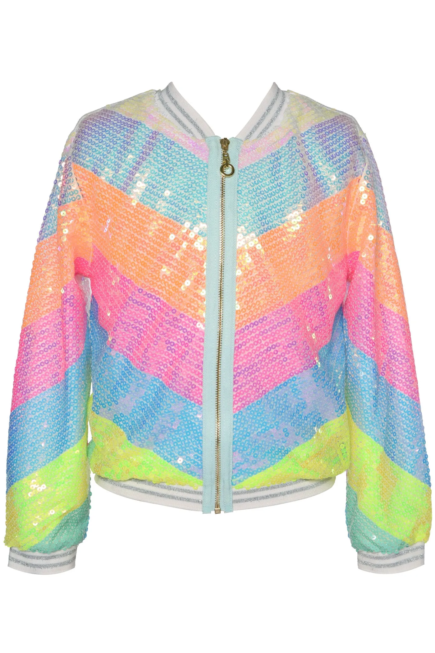 Hannah Banana Chevron Color Block Sequined Jacket