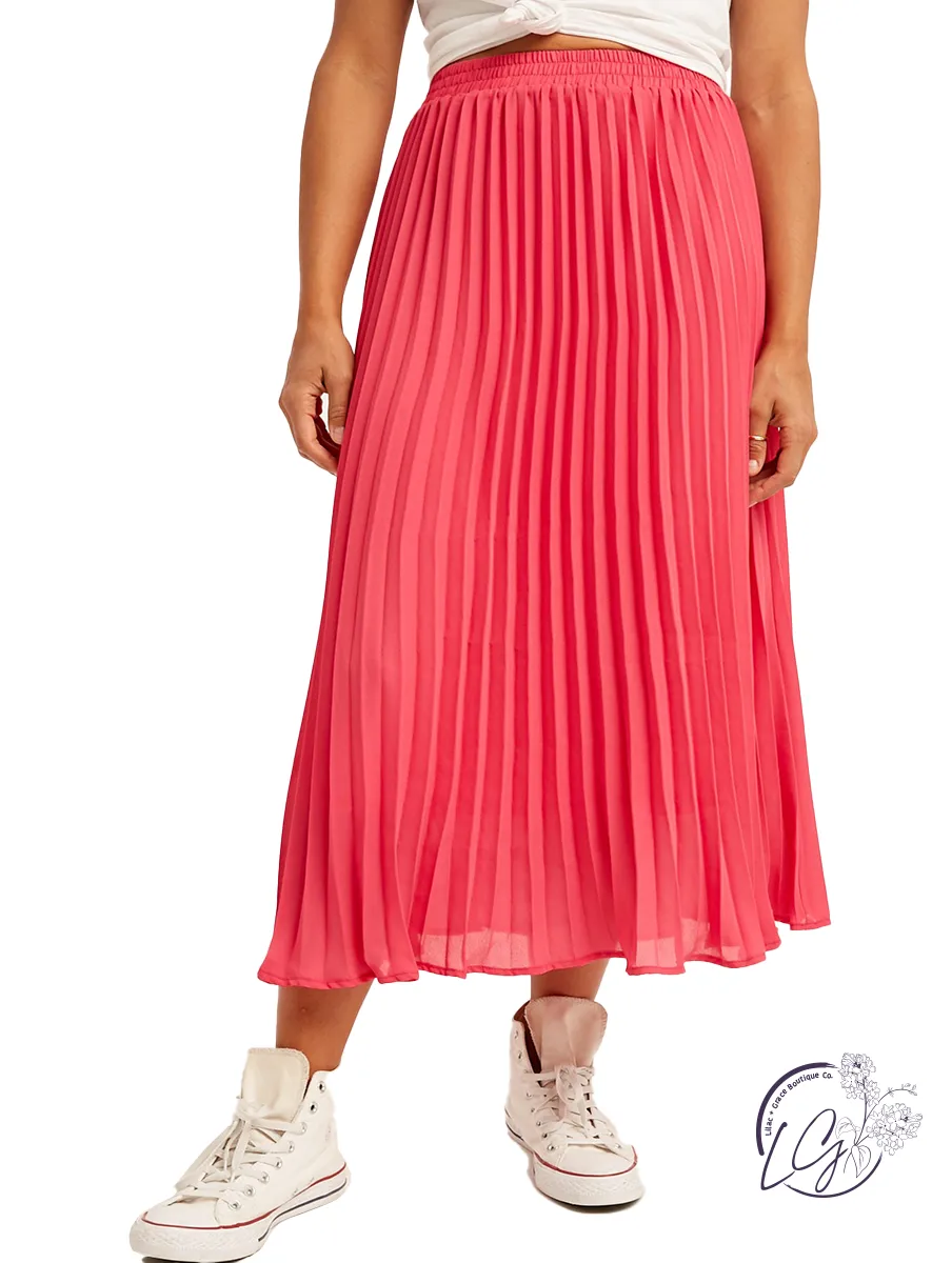 Hear My Side Pleated Maxi Skirt