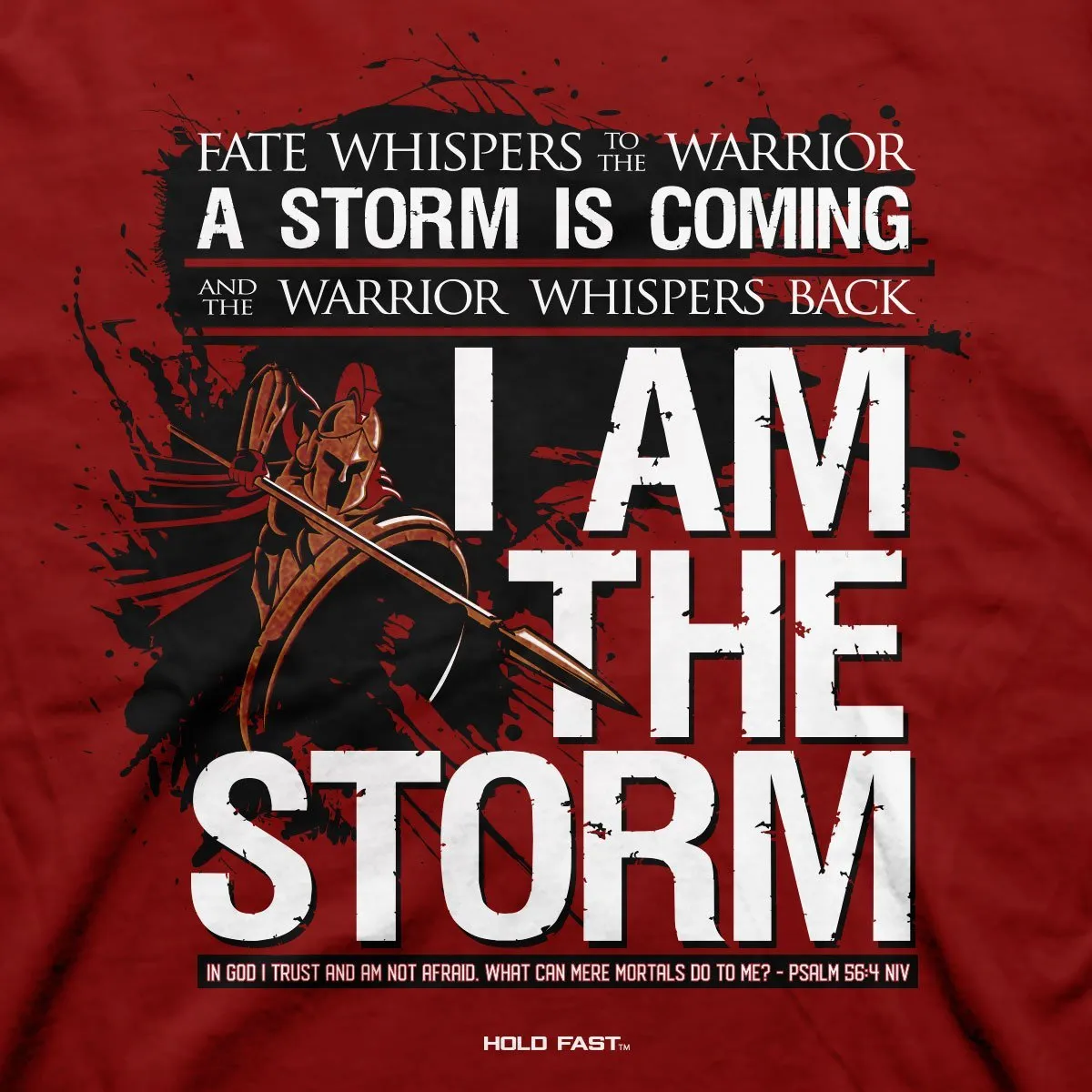 HOLD FAST Christian T-Shirt I Am The Storm Psalm 56:4 By KERUSSO