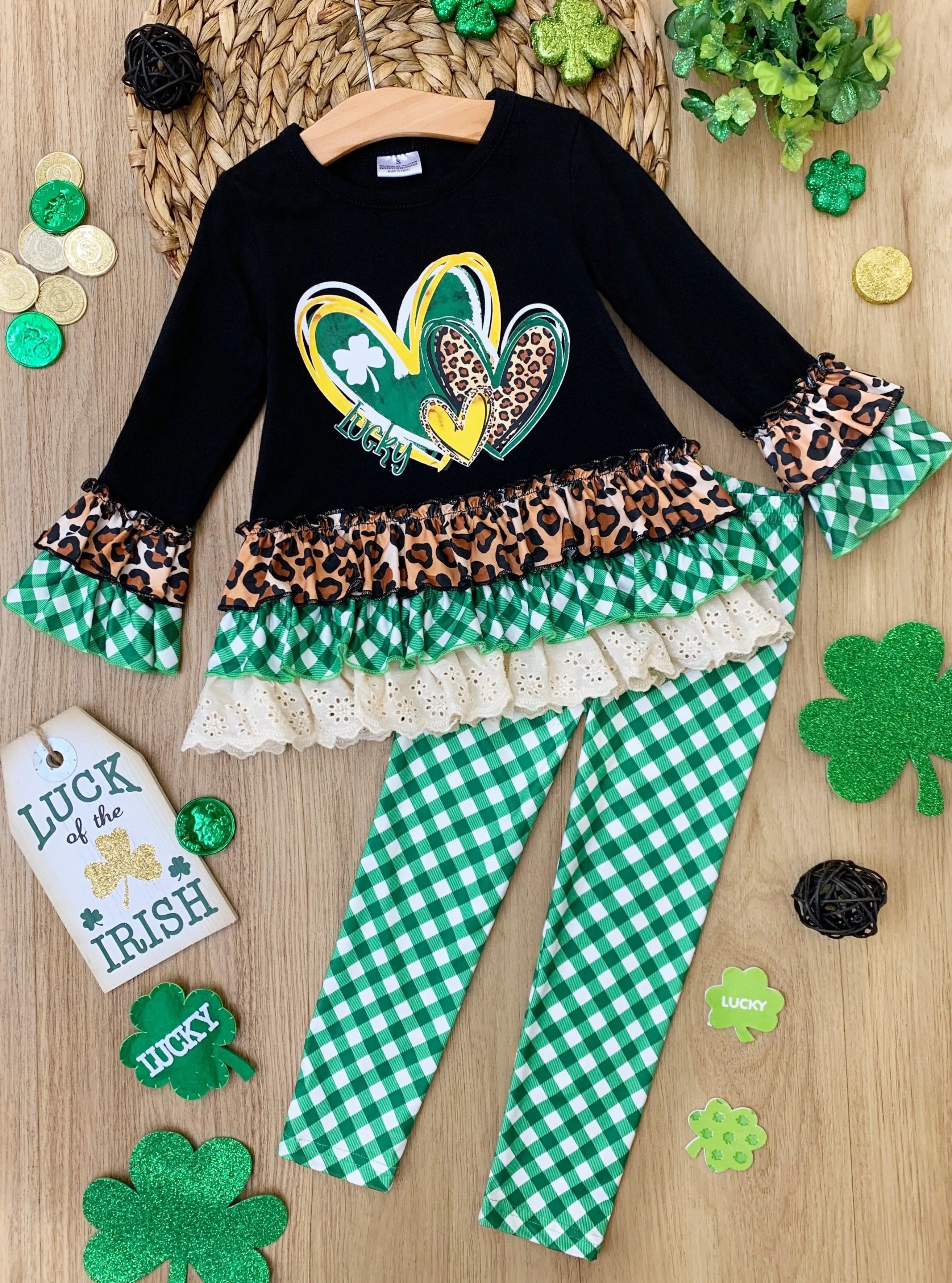 I Love St Patty's Day Plaid Legging Set