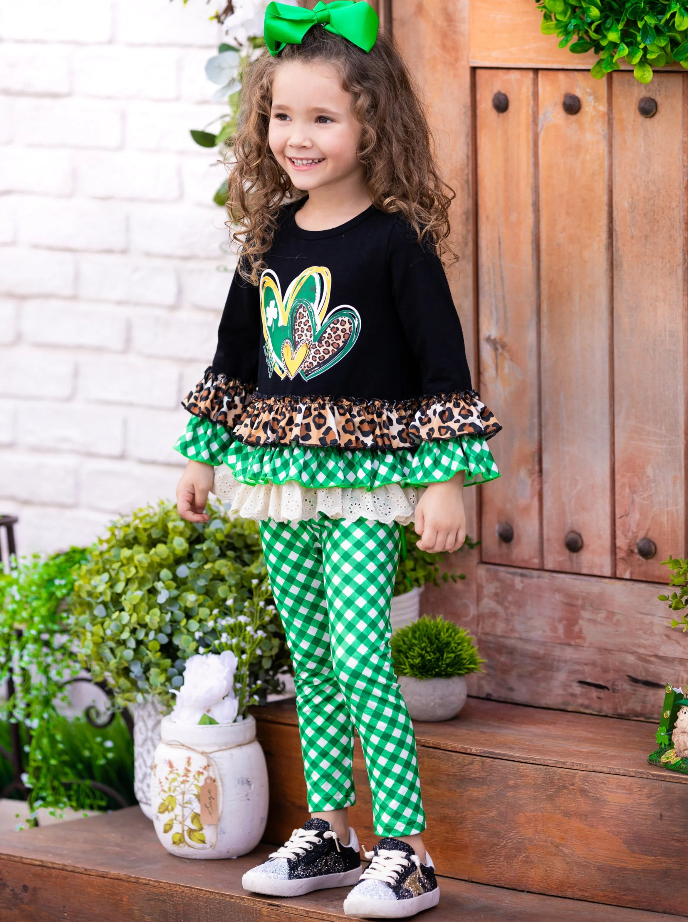 I Love St Patty's Day Plaid Legging Set