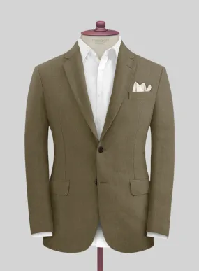 Italian Prato Tan Herringbone Linen Jacket